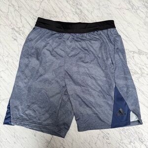 Adidas men’s athletic shorts, blue, zippered pockets, size medium